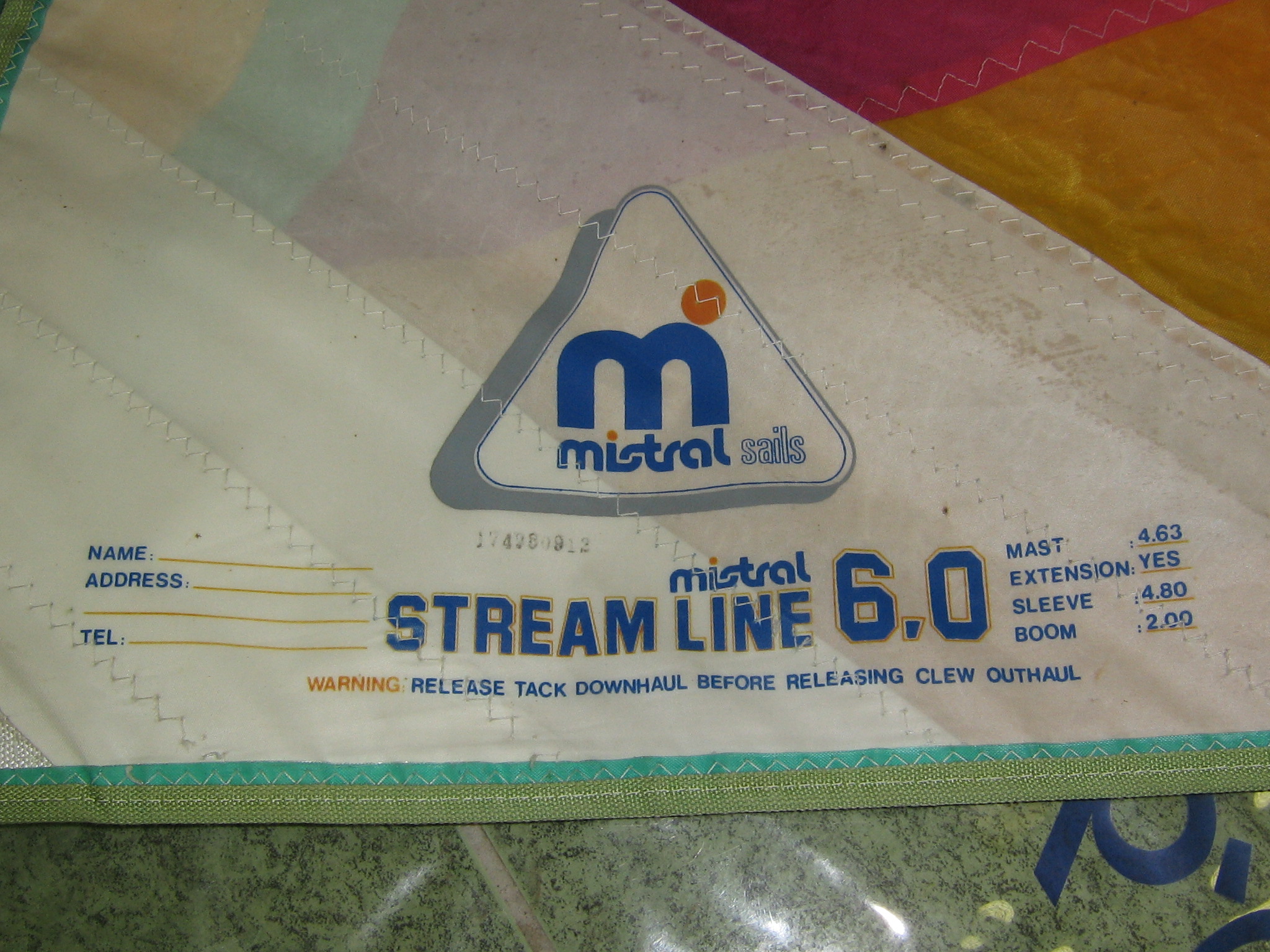 Mistral Stream Line 6,0 nm-es szörfvitorla